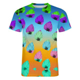 Gradient Leaves Pattern Cotton T-Shirt 2