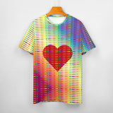 Rainbow Stripes heart Pride Cotton T-shirt