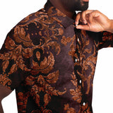 Embossed Russet Velvet Button Down Shirt 9