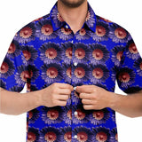 3D Blue Flower Button Down Shirt