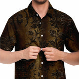 Embossed Black Velvet Button Down Shirt 9