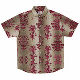 Embossed Claret Velvet Button Down Shirt 3