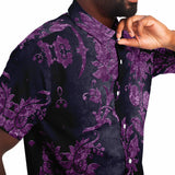 Embossed Purple Velvet Button Down Shirt 7