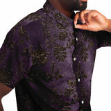 Embossed Black Velvet Button Down Shirt 3