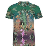 Embossed Green Foliage Cotton T-Shirt