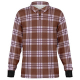 Coffee Berries Plaid Long Sleeve Polo