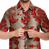 Embossed Claret Velvet Button Down Shirt 4
