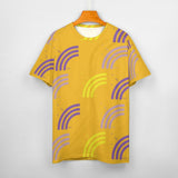 Unisex Half Rainbow Pattern Big Print Cotton T-Shirt