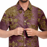 Embossed Gold Velvet Button Down Shirt 2