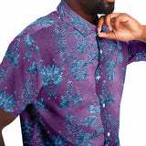 Embossed Blue Velvet Button Down Shirt 7