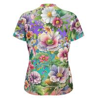 Women's Flowers Stand Up Collar Polo