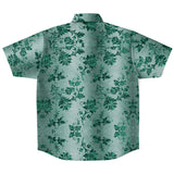 Embossed Teal Velvet Button Down Shirt 2