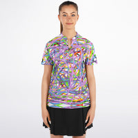 Women's Squiggly Lines Stand Up Collar Polo