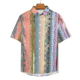 Tribal Pattern Faux Linen Shirt with pocket 10