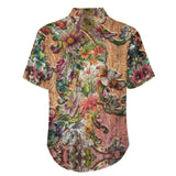 Embossed Rustic Design Faux Linen Button Down Shirt with Chest Pocket 14