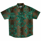 Embossed Teal Velvet Button Down Shirt 9
