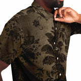 Embossed Black Velvet Button Down Shirt 8