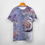 Embossed Flower Pattern Cotton T-Shirt 8