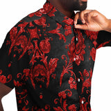 Embossed Claret Velvet Button Down Shirt 5