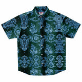 Embossed Blue Velvet Button Down Shirt 8