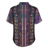 Tribal Pattern Faux Linen Shirt with pocket