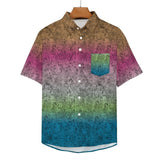Gradient Texture Pattern Faux Linen Button Down Shirt with chest pocket 2