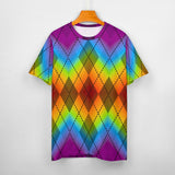 Rainbow Gradient Pride Argyle Cotton T-Shirt