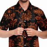 Embossed Russet Velvet Button Down Shirt 5