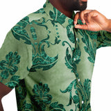 Embossed Teal Velvet Button Down Shirt 3