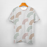 Unisex Half Rainbow Pattern Big Print Cotton T-Shirt