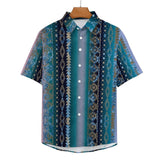 Tribal Pattern Faux Linen Shirt with pocket 8