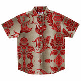 Embossed Claret Velvet Button Down Shirt 4