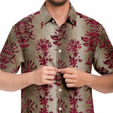 Embossed Claret Velvet Button Down Shirt 3