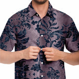 Embossed Blue Velvet Button Down Shirt 4