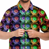 3D Rainbow Flowers Button Down Shirt