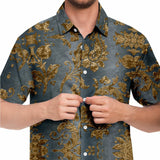 Embossed Gold Velvet Button Down Shirt 5