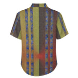 Two Tone Linen Double Side Stripe Pattern Faux Linen Button Down Shirt with chest pocket 9