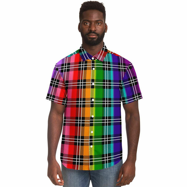 9 Color Rainbow Plaid Button Down Shirt