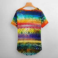 Rainbow Tribal Low Cut V-Neck T-Shirt