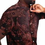 Embossed Russet Velvet Button Down Shirt 10