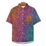 Gradient Texture Pattern Faux Linen Button Down Shirt with chest pocket 11