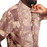 Embossed Champagne Velvet Button Down Shirt 3