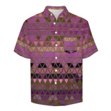 Gradient Triangle Pattern  Faux Linen Button Down Shirt with chest pocket