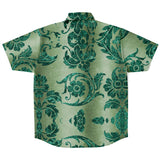 Embossed Teal Velvet Button Down Shirt 3
