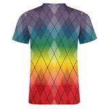 Rainbow Pride Fade Argyle Cotton T-Shirt