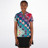 Women's Gradient Leaf Stand Up Collar Polo