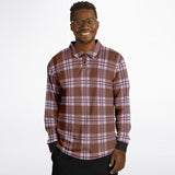 Coffee Berries Plaid Long Sleeve Polo