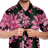 Embossed Pink Velvet Button Down Shirt 10