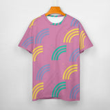 Unisex Half Rainbow Pattern Big Print Cotton T-Shirt