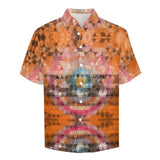 Venus Rising Polygonal Pattern  Faux Linen Button Down Shirt with chest pocket